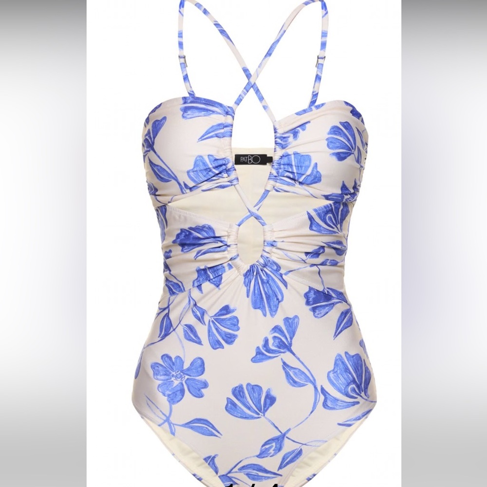 PatBO Nightflower Lace-Up One-Piece Swimsuit NWT Size XS
